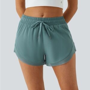 HA06.- Mid Rise Drawstring Contrast Mesh 2-in-1 Flowy Running Shorts 3'' Size 2X